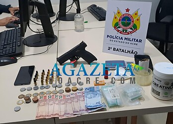 Suspeito de chefiar facção criminosa é preso com pistola de uso restrito e drogas em operação no Acre