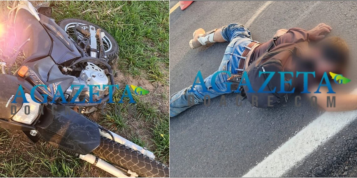 Motociclista sofre acidente grave ao tentar ultrapassagem na BR-317, no Acre