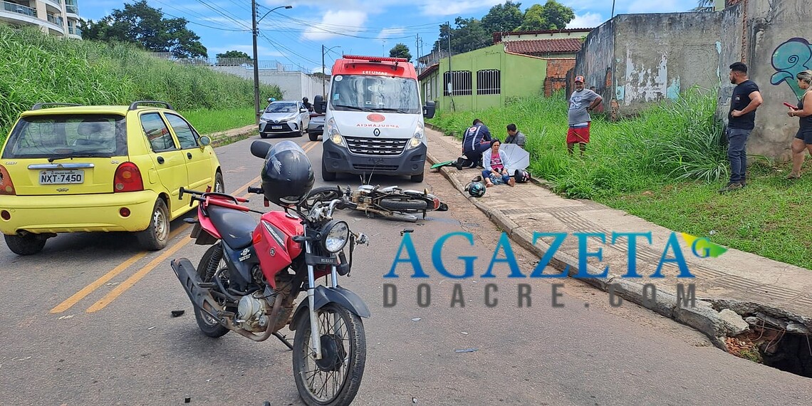 Colisão entre motos no bairro Nova Estação deixa casal ferido