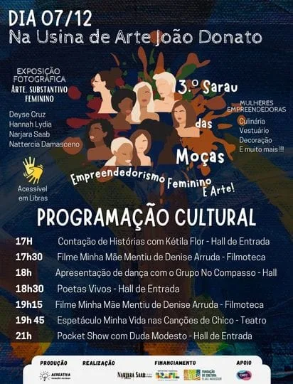 3º Sarau das Moças acontece neste sábado, na Usina de Artes; confira a programação