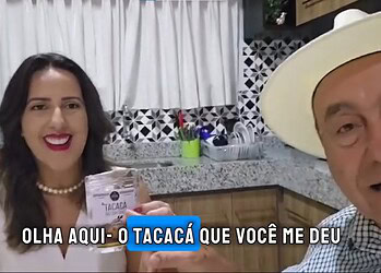Bocalom e Kellen Nunes provam tacacá instantâneo e aprovam: 'Olha a quantidade de folhas!'