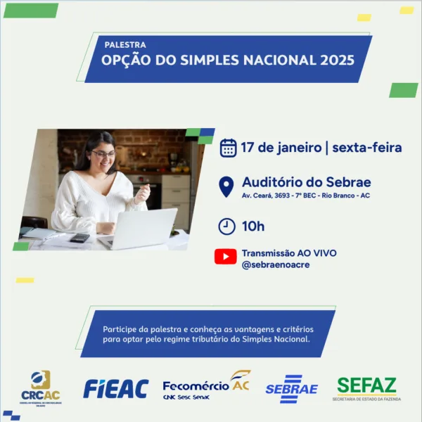 Palestra para orientação sobre o Simples Nacional acontecerá nesta sexta-feira (17)