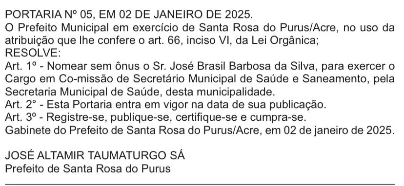 Ex-prefeito condenado por improbidade é nomeado secretário de Saúde no interior do Acre