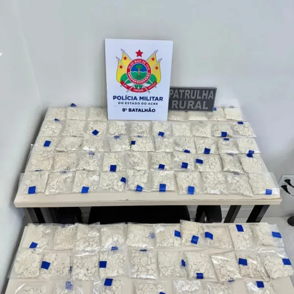 Polícia Militar apreende mais de 70 pacotes de pasta base de cocaína na BR-364