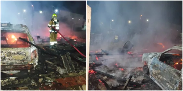 Incêndio destrói casa e veículo no Centro de Rodrigues Alves