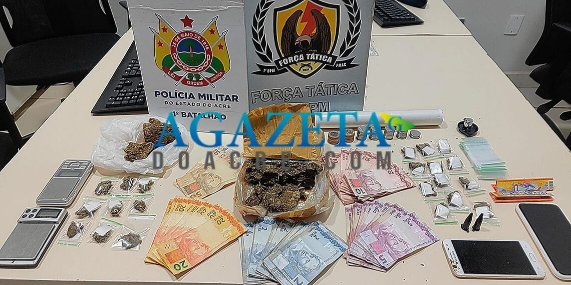 Homem é preso em flagrante com mais de 20 papelotes de skunk e dinheiro em Rio Branco