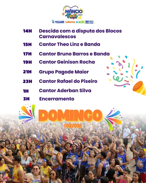 Carnaval em Mâncio Lima espera atrair 20 mil foliões por noite com quatro dias de festa; Veja programação