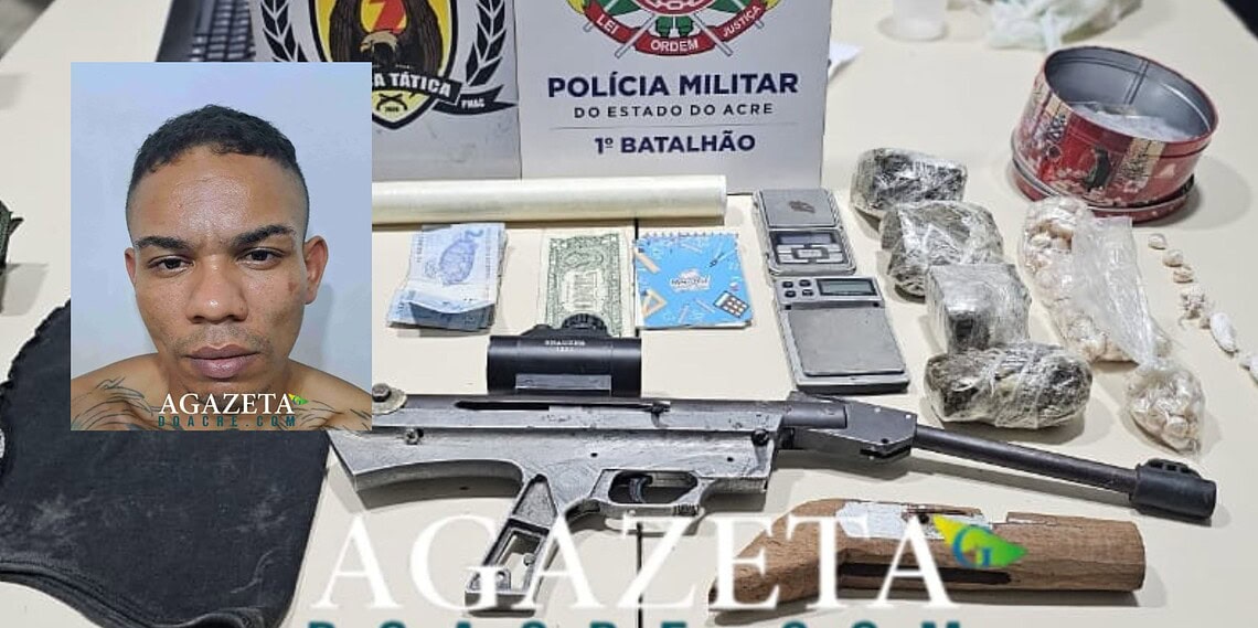 Criminoso é preso com drogas, arma e munições em Rio Branco