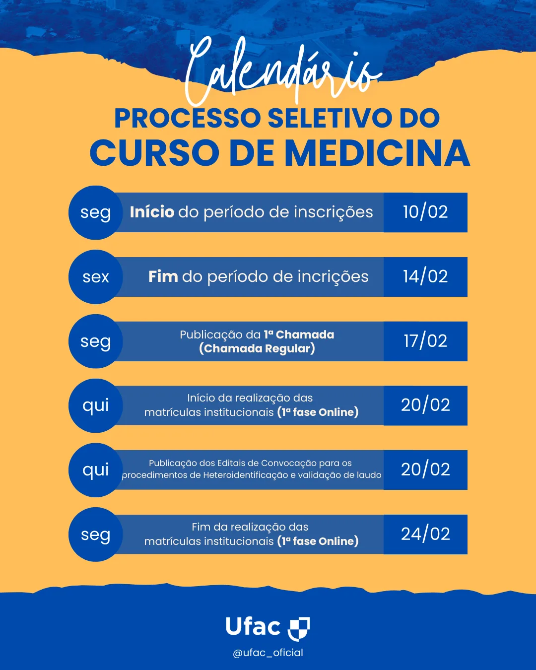 Inscrições para Medicina na Ufac começam na segunda-feira, 10; veja cronograma