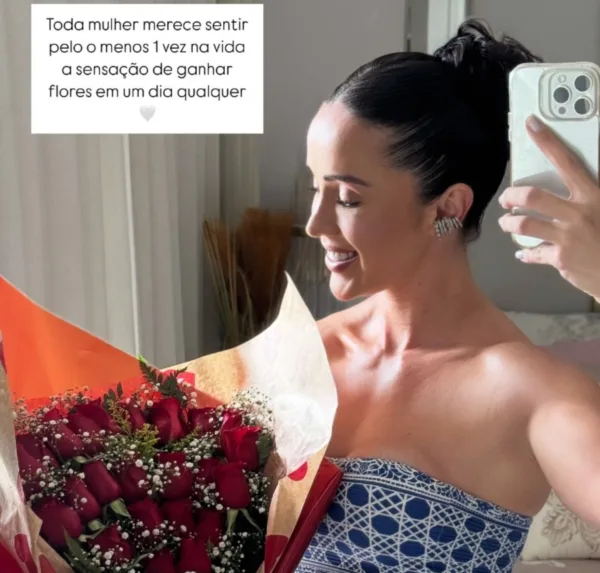 Juh Vellegas ganha buquê surpresa no Valentine's Day e se declara: ‘Toda mulher merece’; Veja vídeo