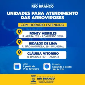 Em Rio Branco, quatro Uraps funcionam até às 17h aos sábados; saiba mais