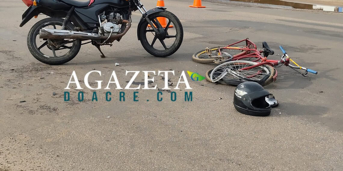 Motoqueiro e ciclista ficam feridos após se chocarem na rodovia AC-40
