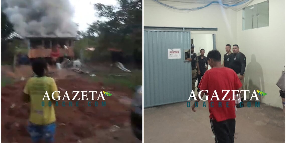 VÍDEO: Homem tem surto psicótico, incendeia casa, fere enteado e ameaça esposa em Rio Branco