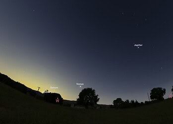 Como e quando observar o "alinhamento" dos planetas no céu em fevereiro • Reprodução/ Stellarium