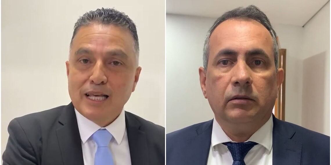 À esquerda, o vereador Eber Machado (MDB); à direita, o vereador Rutênio Sá (União Brasil) - Foto: Leandro Chaves