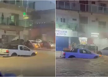 Urgente: chuva interrompe Carnaval em Cruzeiro do Sul e enxurrada leva carros no centro da cidade. Veja o vídeo