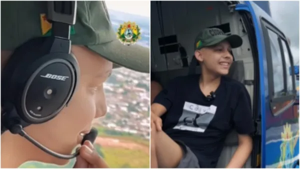 No Acre, adolescente com câncer nos ossos realiza sonho de voar de helicóptero; VÍDEO