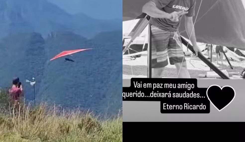 Asa delta quebra no ar e homem morre após cair de 200m de altura em Santa Catarina; assista