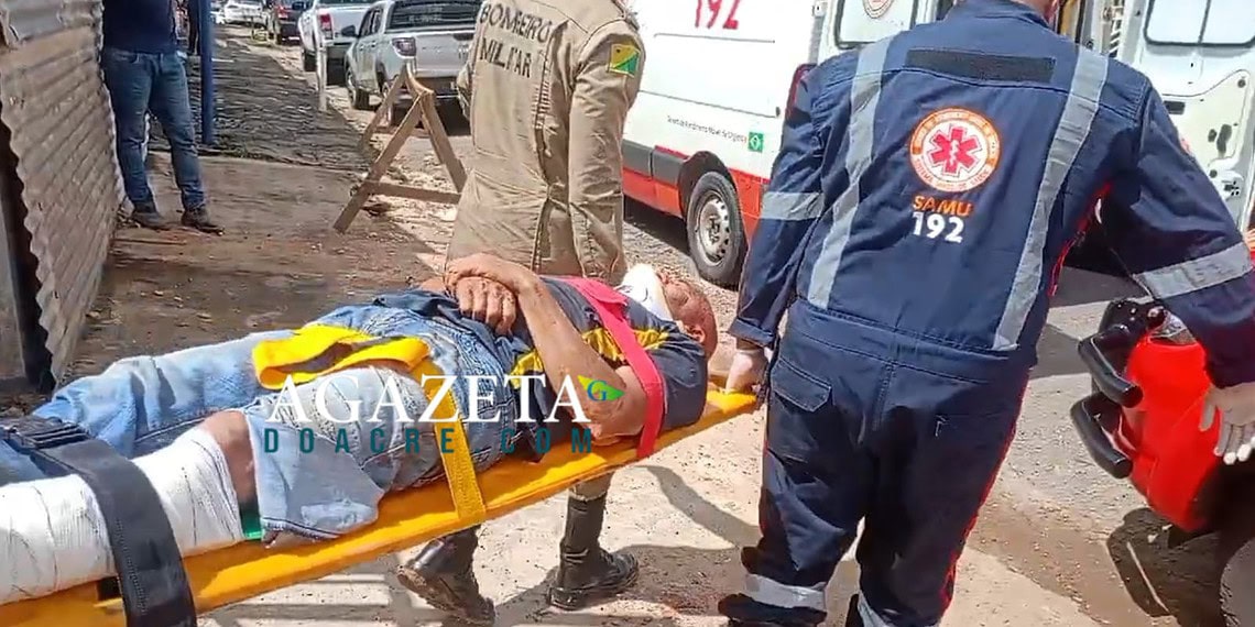 Trabalhadores ficam feridos após serem atingidos por peça de madeira em obra em Rio Branco