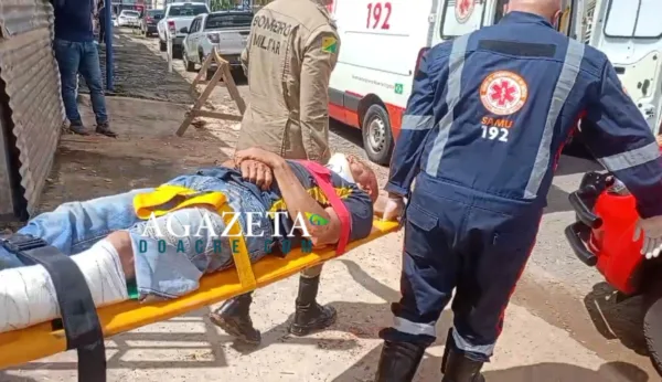 Trabalhadores ficam feridos após serem atingidos por peça de madeira em obra em Rio Branco