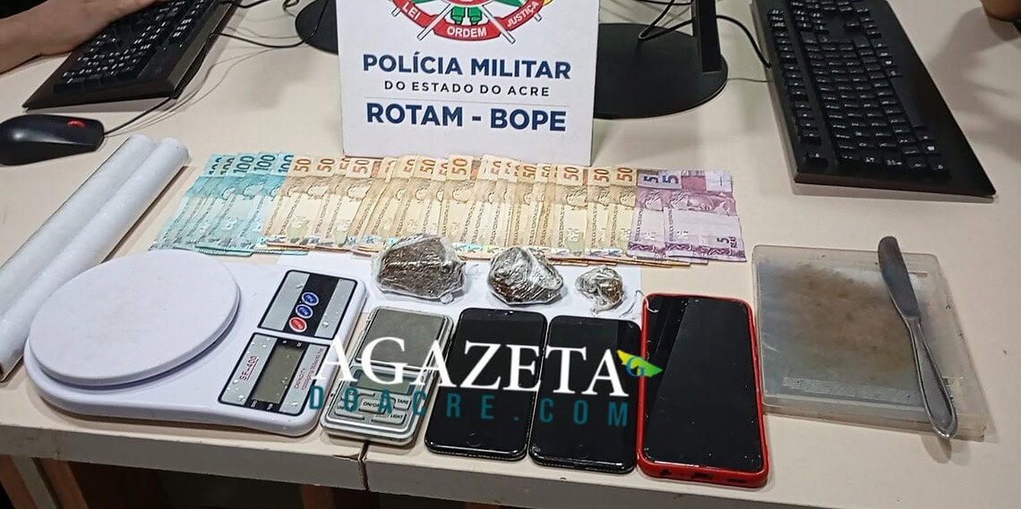 Trio é preso embalando drogas após forte cheiro de maconha chamar atenção da polícia em Rio Branco