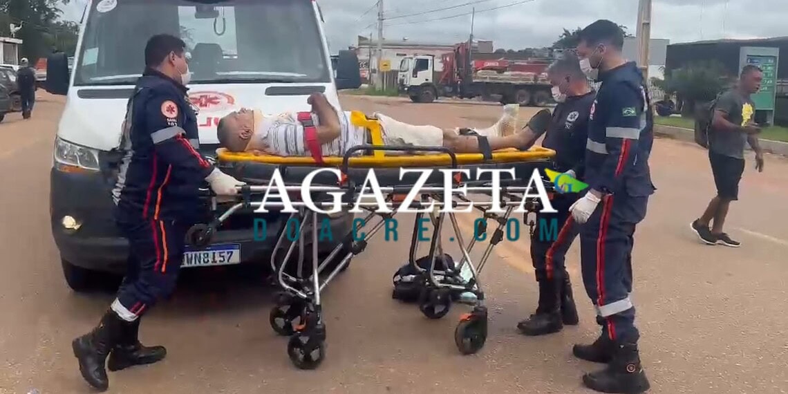 Idoso sofre fratura exposta em colisão entre motocicletas na Rodovia AC-40