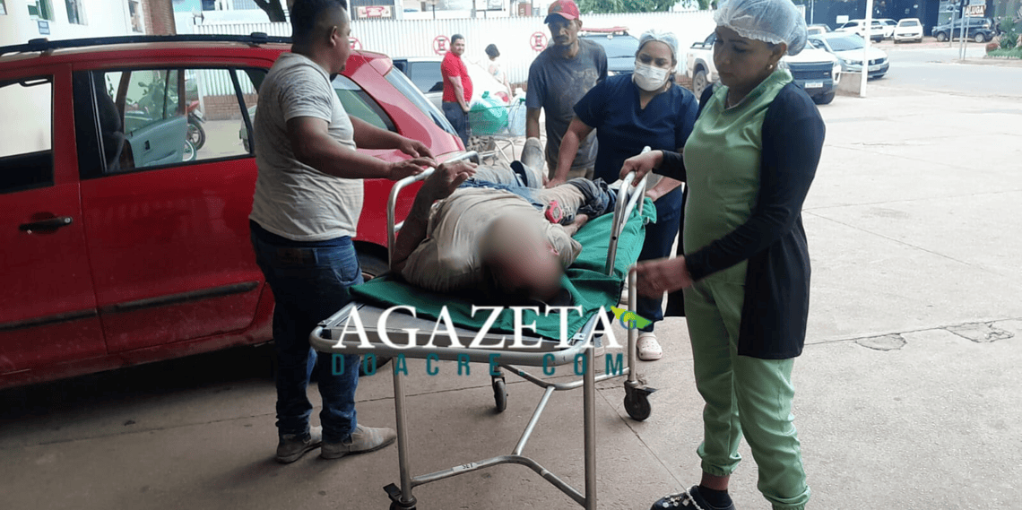 Trabalhador sofre acidente em obra e é levado ferido para hospital de Rio Branco