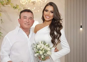 Calita e Amado Batista se casaram em uma cerimônia intimista • Instagram/Calita Franciele Miranda de Souza