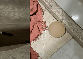 Faca usada no crime e ao lado a prótese de silicone • Divulgação/PMDF