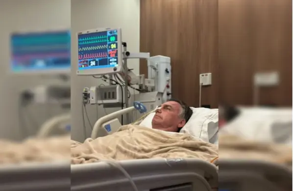 Bolsonaro posta foto no hospital e agradece apoio: “Momento delicado”
