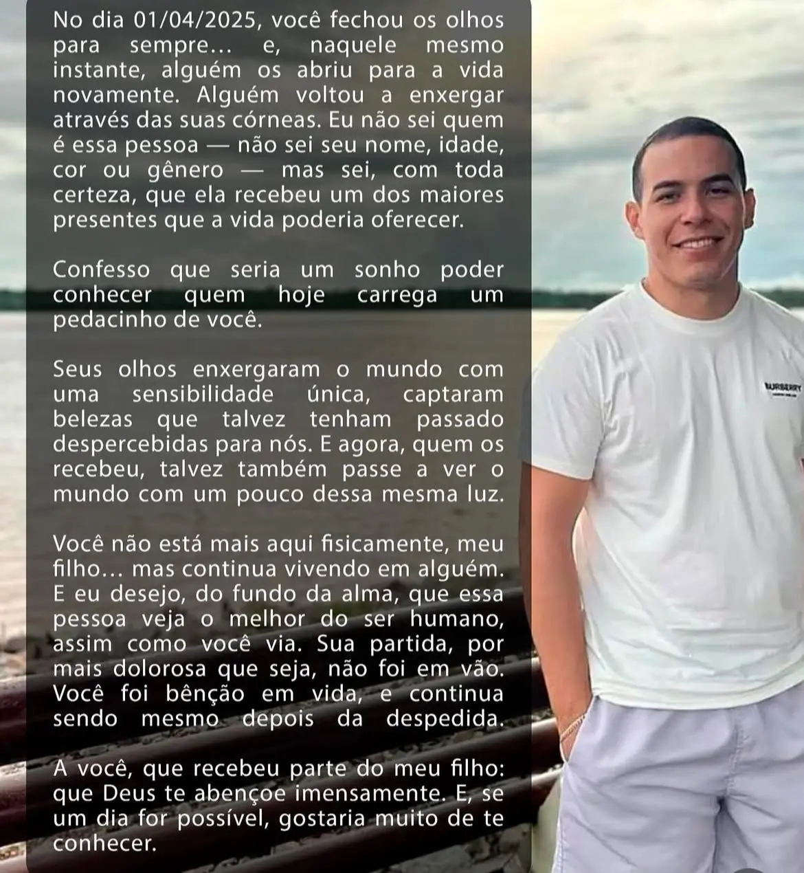 Pai de biomédico morto em acidente revela doação das córneas do filho: “Você continua vivendo em alguém”