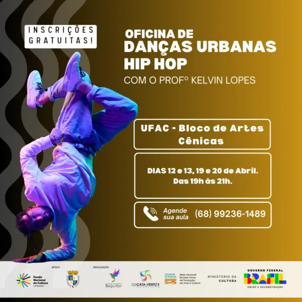Oportunidade: Escola Beija-Flor e a Cia Cata-Ventos ofertam mais de 100 vagas em oficinas culturais gratuitas em Rio Branco 4 Oportunidade: Escola Beija-Flor e a Cia Cata-Ventos ofertam mais de 100 vagas em oficinas culturais gratuitas em Rio Branco