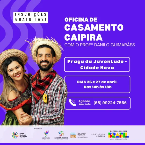 Oportunidade: Escola Beija-Flor e a Cia Cata-Ventos ofertam mais de 100 vagas em oficinas culturais gratuitas em Rio Branco 3 Oportunidade: Escola Beija-Flor e a Cia Cata-Ventos ofertam mais de 100 vagas em oficinas culturais gratuitas em Rio Branco