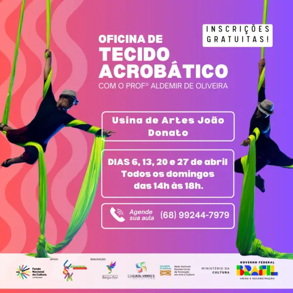 Oportunidade: Escola Beija-Flor e a Cia Cata-Ventos ofertam mais de 100 vagas em oficinas culturais gratuitas em Rio Branco 1 Oportunidade: Escola Beija-Flor e a Cia Cata-Ventos ofertam mais de 100 vagas em oficinas culturais gratuitas em Rio Branco