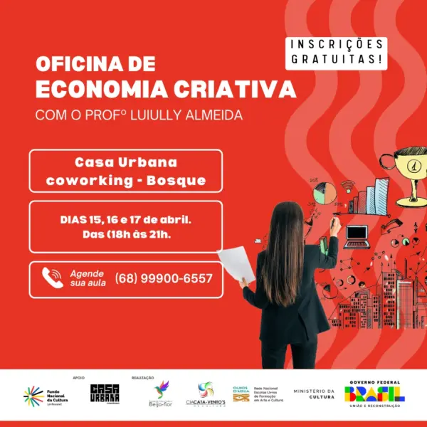 Oportunidade: Escola Beija-Flor e a Cia Cata-Ventos ofertam mais de 100 vagas em oficinas culturais gratuitas em Rio Branco 2 Oportunidade: Escola Beija-Flor e a Cia Cata-Ventos ofertam mais de 100 vagas em oficinas culturais gratuitas em Rio Branco