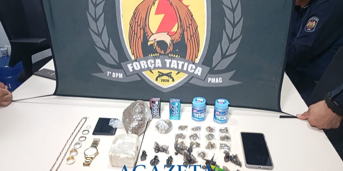 Força Tática do 1° Batalhão prende foragido e dois comparsas por tráfico de drogas em Rio Branco