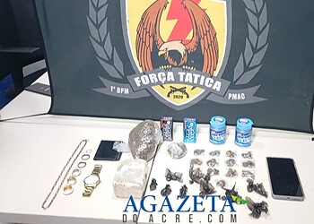 Força Tática do 1° Batalhão prende foragido e dois comparsas por tráfico de drogas em Rio Branco