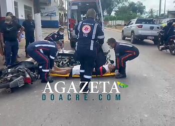 Motociclista bate em poste após sair da Ponte Metálica e acaba detido com arma em Rio Branco