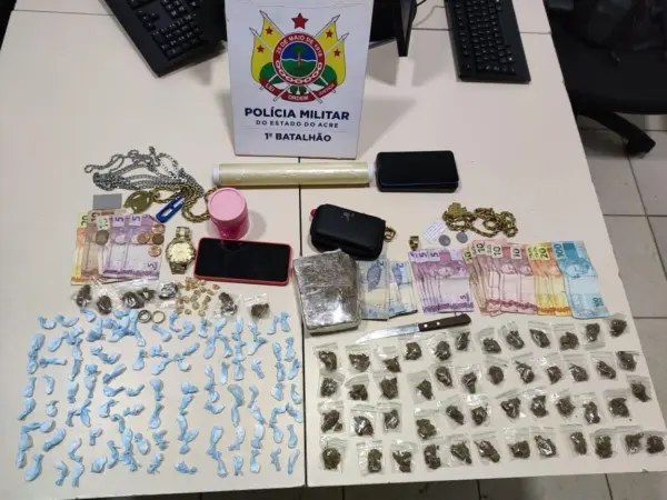 Polícia apreende drogas e detém menores e foragido da Justiça na Vila Betel, em Rio Branco
