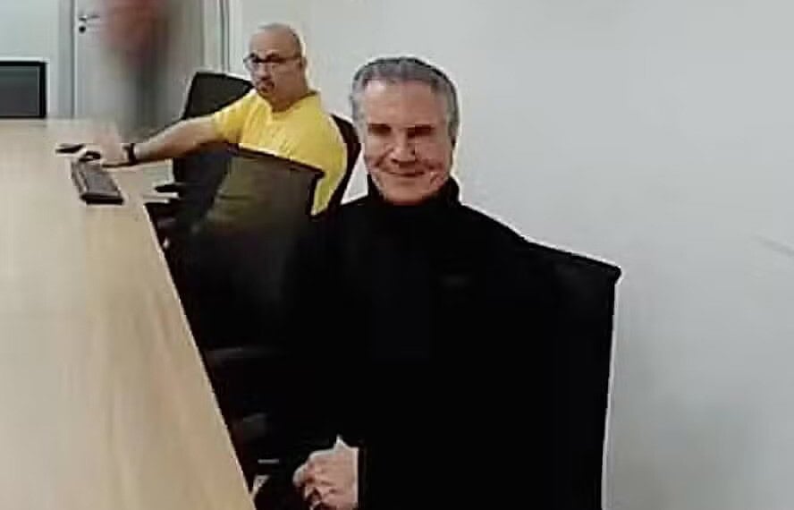 O ex-presidente Fernando Collor em audiência de custódia — Foto: Reprodução