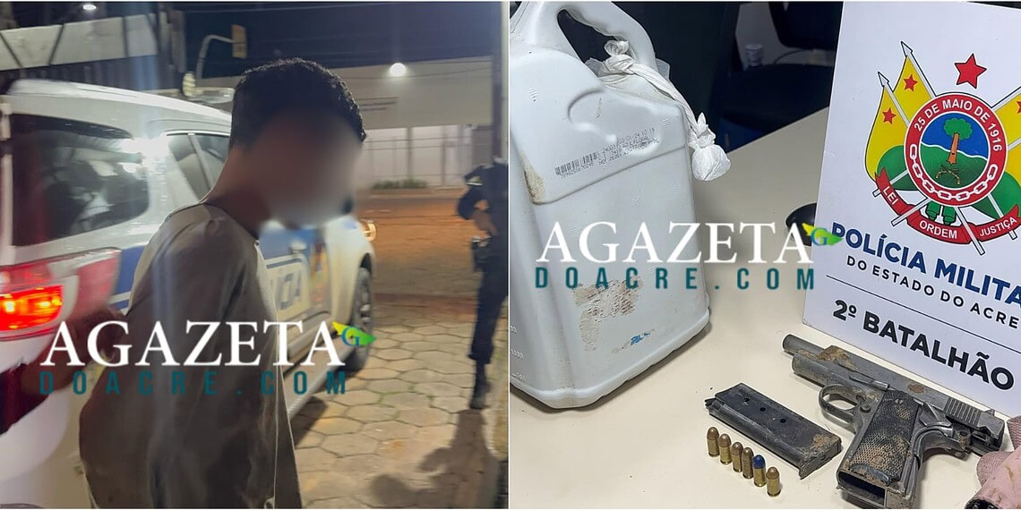 Adolescente armado é apreendido após trocar tiros com a PM e planejar ataque a facção rival em Rio Branco