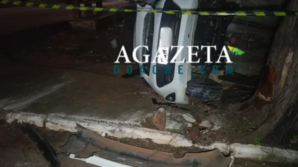 Vídeo mostra momento em que carro perde controle, capota e bate em árvore na estrada do Calafate