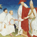 Os irmãos Maffeo e Nicolo' Polo entregando uma mensagem do Grande Khan ao papa Gregório X no Livro das Maravilhas do Mundo de Marco Polo e Rustichello, França, século XV • DEA/J.E. BULLOZ via Getty Images