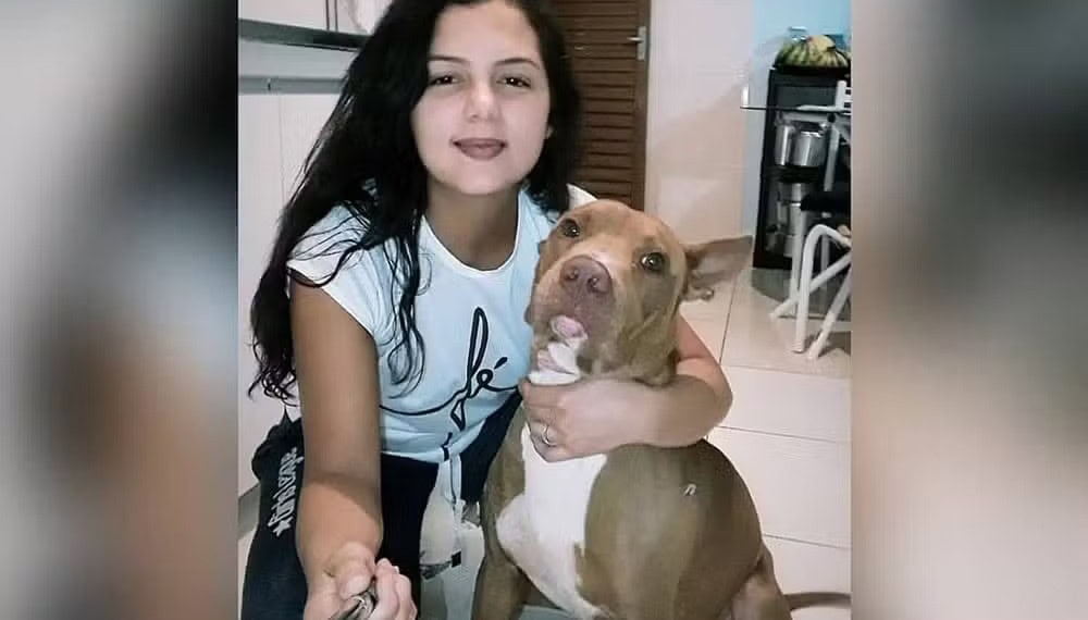 Dona de pit bull postou foto com o cão em mídia social — Foto: Reprodução Redes Sociais