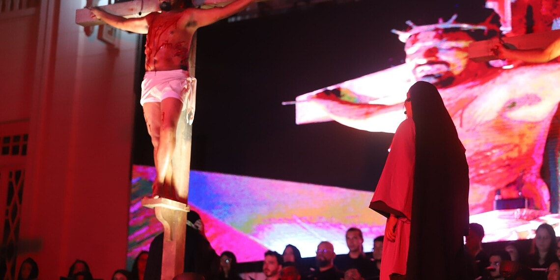 Encenação do espetáculo da Paixão de Cristo, realizado pela Igreja Católica no Acre (Foto:Juan Diaz)