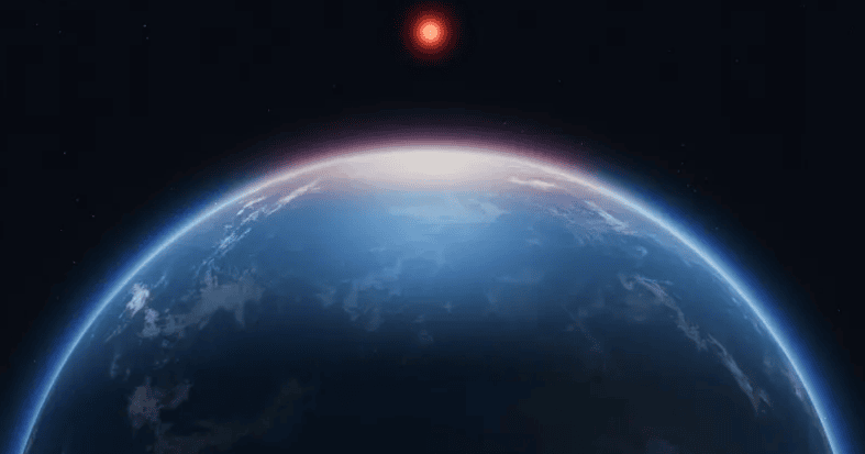 Ilustração do planeta K2-18b, um mundo distante que pode abrigar vida