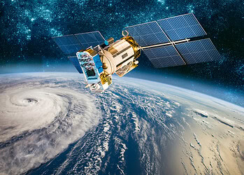Space satellite monitoring from earth orbit weather from space, hurricane, Typhoon on planet earth. Elements of this image furnished by NASA.