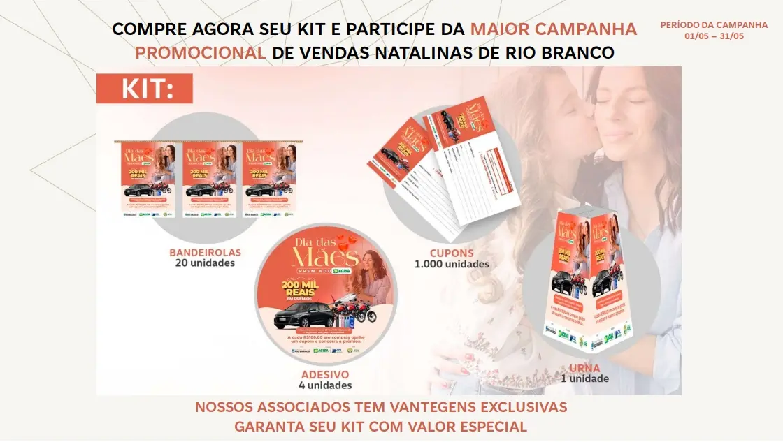 Campanha de Dia das Mães da Acisa com sorteio de carro e iPhones já está em vigor