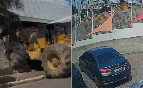 VÍDEO: Trator se desprende de caminhão e atinge muro de casa em Rio Branco
