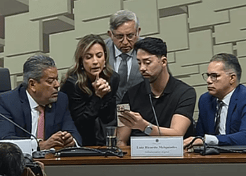 O influenciador Rico Melquiades foi convocado depõe na CPI das Bets nesta quarta-feira (14/5) - (crédito: Reprodução Tv Senado )